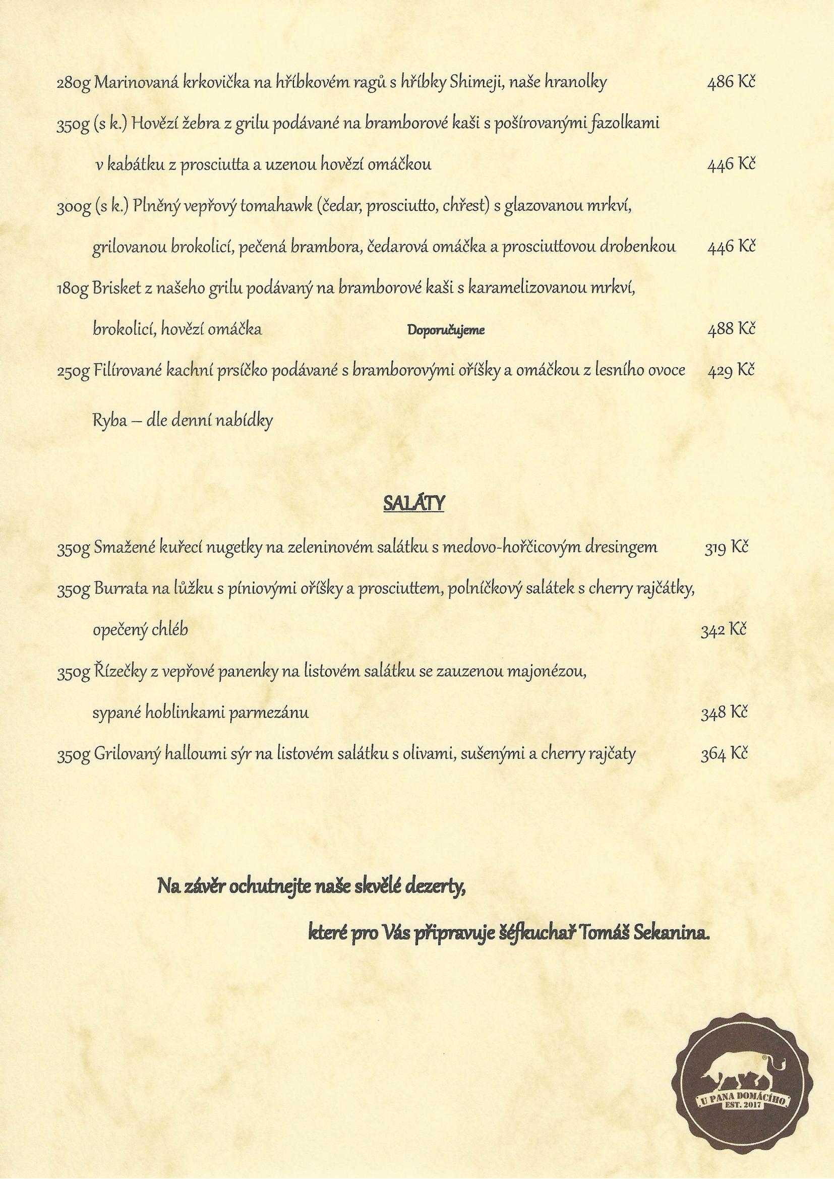 Jídelní lístek — strana 7
