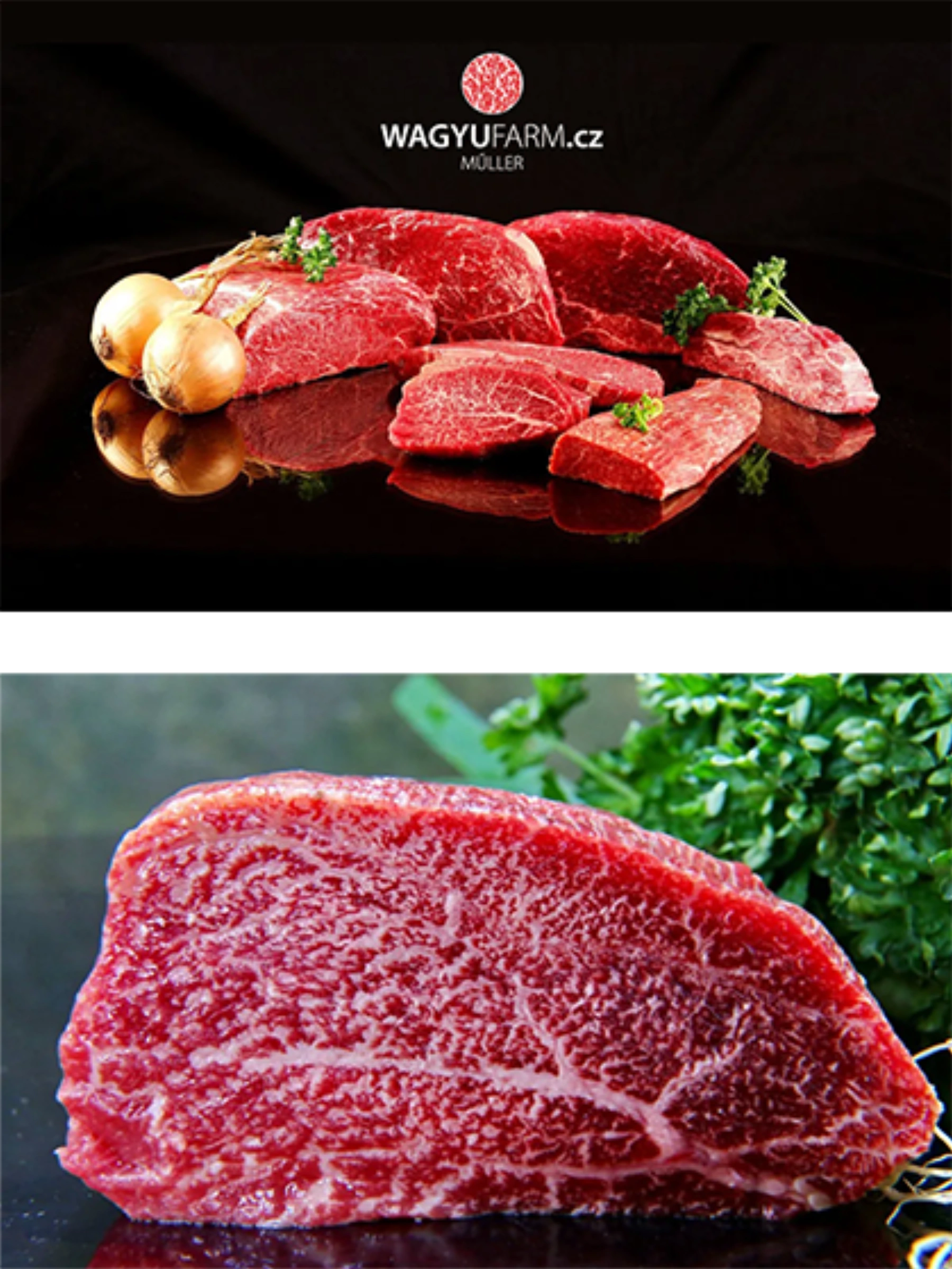 Wagyu ribeye steak s máslovou omáčkou podávaný na horkém kameni